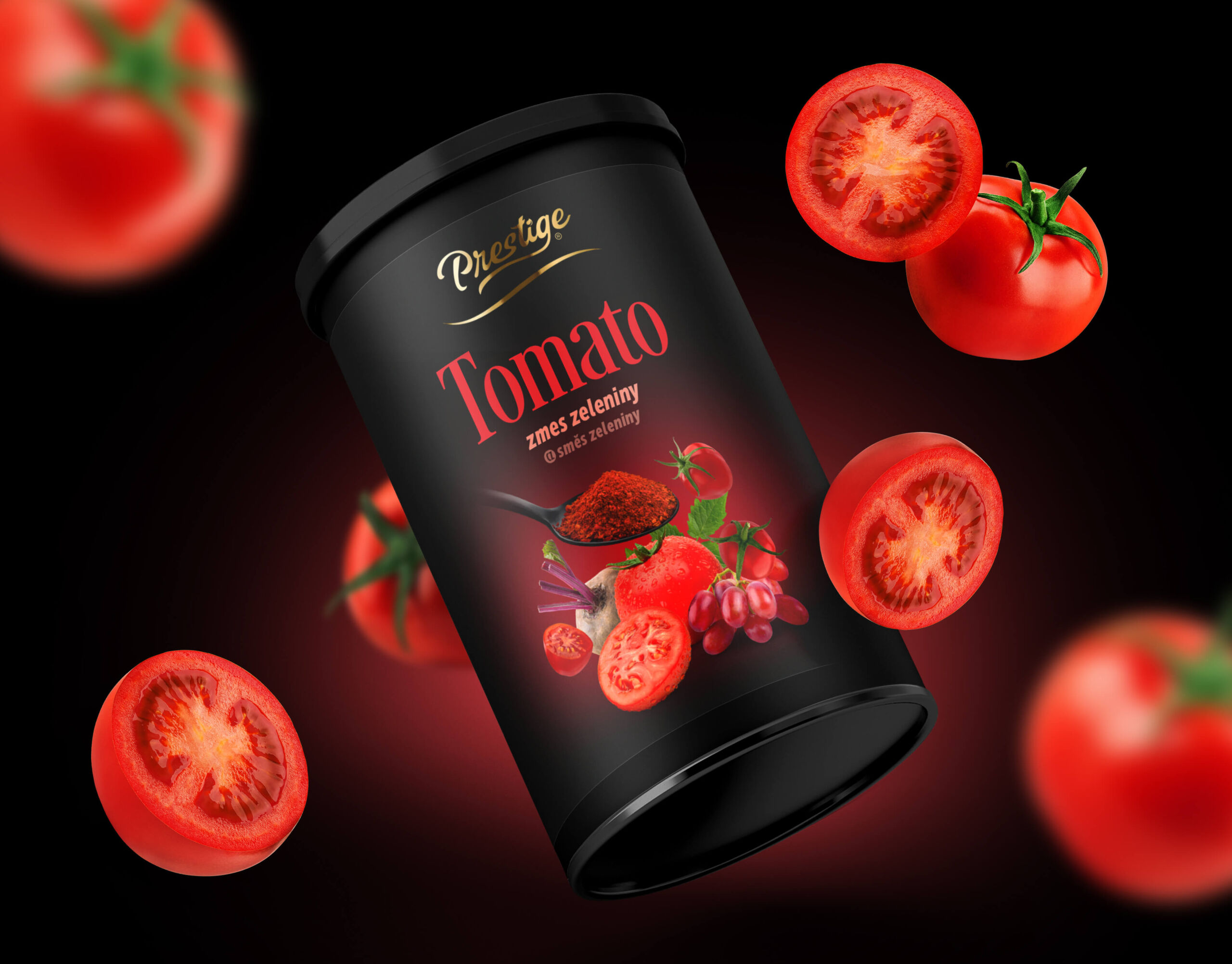 vytvorenie loga a obalového dizajnu Prestige tomato